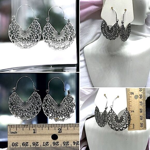 Silver Earrings l Hollowed Out l 3 Darling Styles l Hook l New - Picture 9 of 12